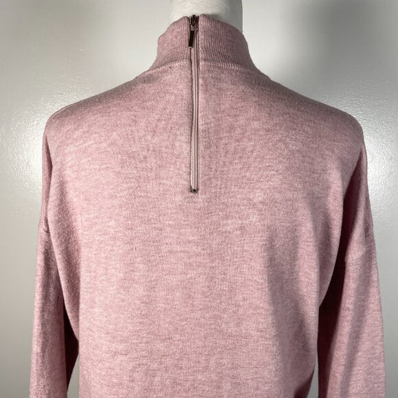 Cyrus Pink Mock Neck Back Zip Closure Tight Knit Long Sleeve Pullover Sweater L - Picture 9 of 13